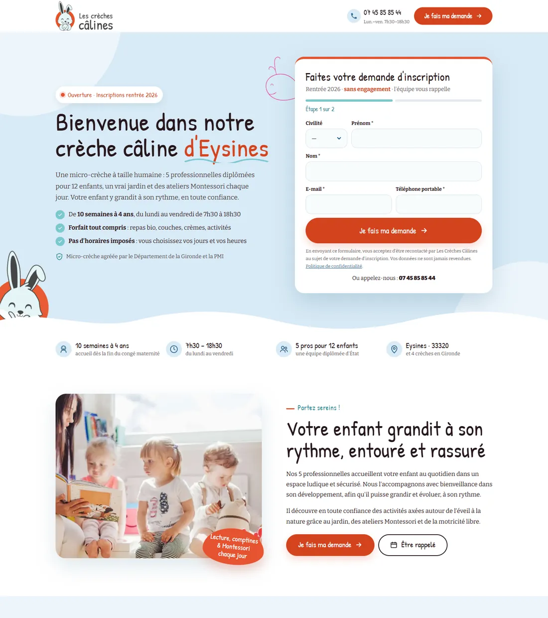 Landing page Sprint Ads de Les Crèches Câlines